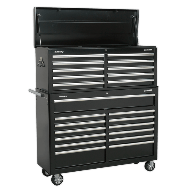Sealey AP52COMBO2 Tool Chest Combination 23 Drawer with Ball Bearing Slides - Black - AP52COMBO2 - Sealey Tools UK - Trade Counter Direct
