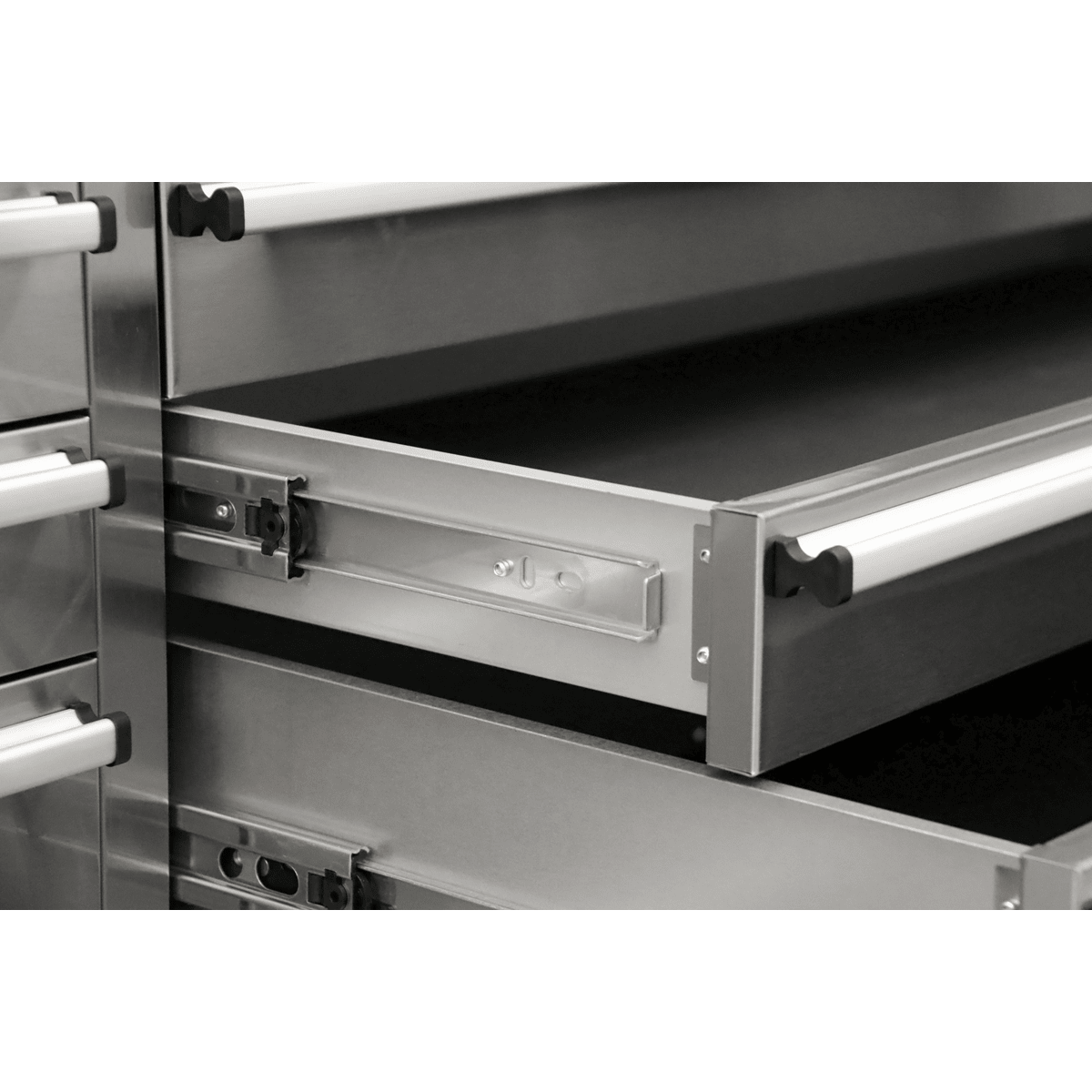 Sealey AP5520SS Premier™ Mobile Stainless Steel Tool Cabinet 10 Drawer with Backboard & 2 Wall Cupboards - AP5520SS - Sealey Tools UK - Trade Counter Direct