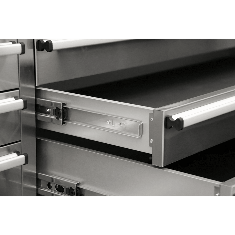 Sealey AP5520SS Premier™ Mobile Stainless Steel Tool Cabinet 10 Drawer with Backboard & 2 Wall Cupboards - AP5520SS - Sealey Tools UK - Trade Counter Direct
