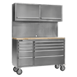 Sealey AP5520SS Premier™ Mobile Stainless Steel Tool Cabinet 10 Drawer with Backboard & 2 Wall Cupboards - AP5520SS - Sealey Tools UK - Trade Counter Direct