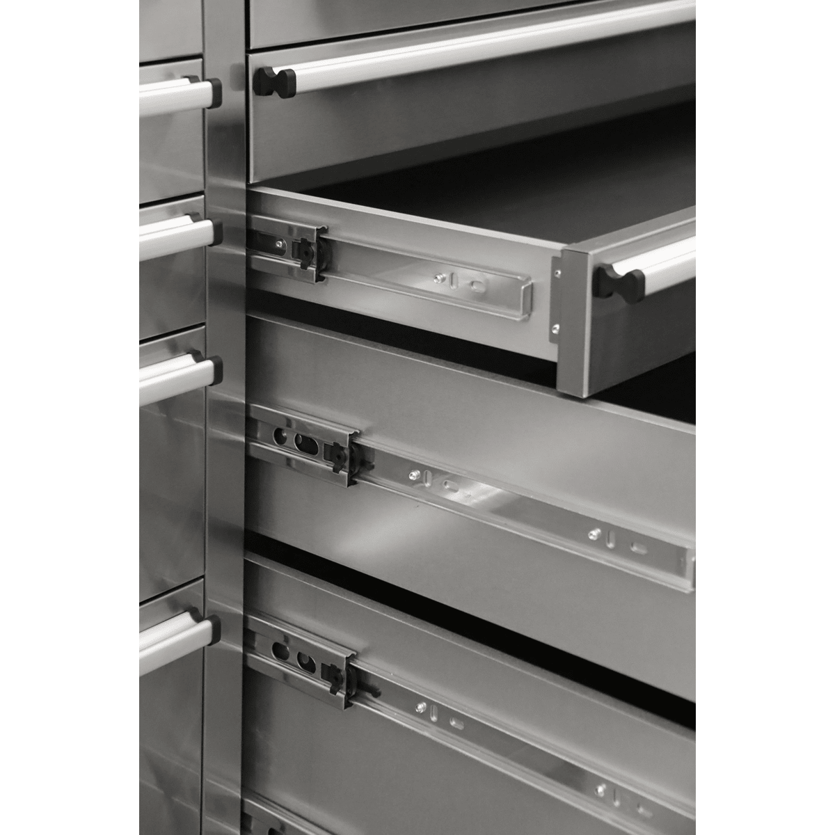 Sealey AP5520SS Premier™ Mobile Stainless Steel Tool Cabinet 10 Drawer with Backboard & 2 Wall Cupboards - AP5520SS - Sealey Tools UK - Trade Counter Direct