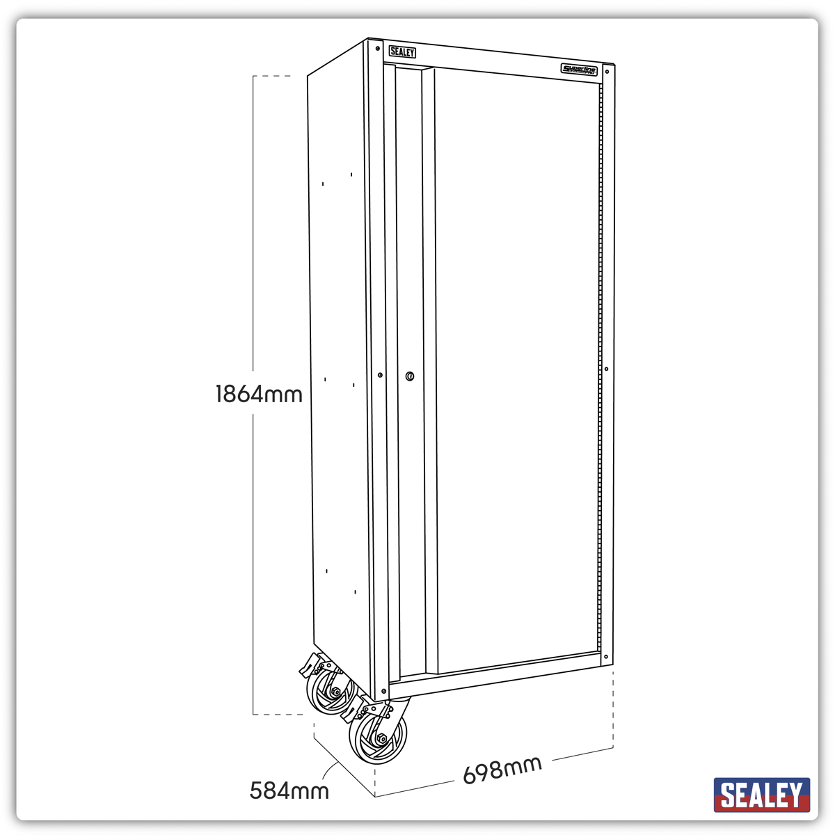 Sealey AP6104BE Superline PRO® Black Edition Side Locker with Castors 1864mm - AP6104BE - Sealey Tools UK - Trade Counter Direct