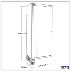 Sealey AP6104BE Superline PRO® Black Edition Side Locker with Castors 1864mm - AP6104BE - Sealey Tools UK - Trade Counter Direct
