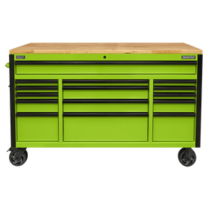 Sealey AP6115BE 15 Drawer Mobile Trolley with Wooden Worktop 1549mm - AP6115BE - Sealey Tools UK - Trade Counter Direct