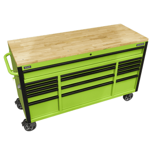 Sealey AP6115BE 15 Drawer Mobile Trolley with Wooden Worktop 1549mm - AP6115BE - Sealey Tools UK - Trade Counter Direct