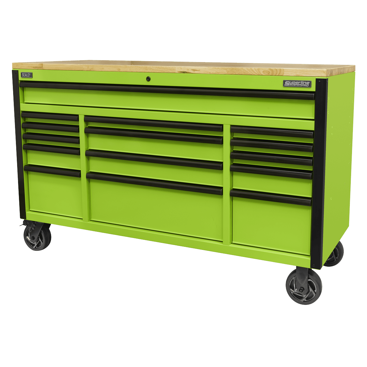 Sealey AP6115BE 15 Drawer Mobile Trolley with Wooden Worktop 1549mm - AP6115BE - Sealey Tools UK - Trade Counter Direct