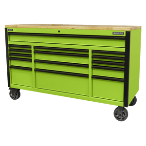 Sealey AP6115BE 15 Drawer Mobile Trolley with Wooden Worktop 1549mm - AP6115BE - Sealey Tools UK - Trade Counter Direct