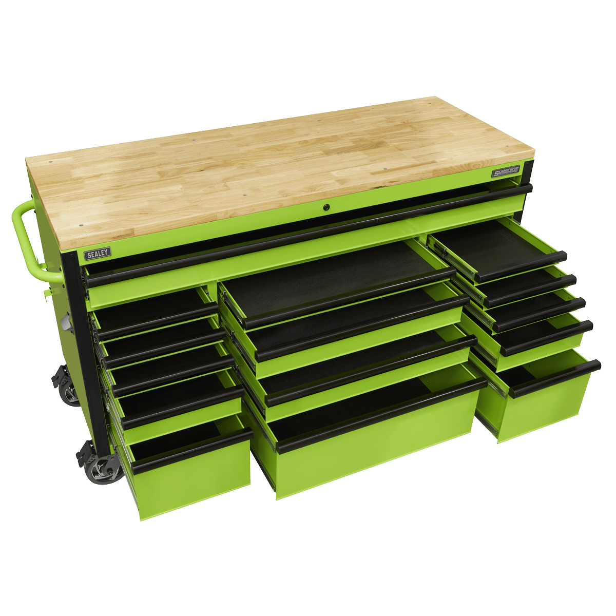 Sealey AP6115BE 15 Drawer Mobile Trolley with Wooden Worktop 1549mm - AP6115BE - Sealey Tools UK - Trade Counter Direct