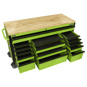 Sealey AP6115BE 15 Drawer Mobile Trolley with Wooden Worktop 1549mm - AP6115BE - Sealey Tools UK - Trade Counter Direct
