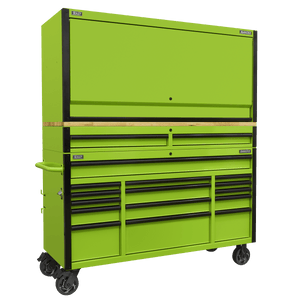 Sealey AP6115BECOMBO1 Superline PRO® Black Edition Mobile Trolley with Wooden Worktop, Hutch & 2 Drawer Riser 15 Drawer 1549mm - AP6115BECOMBO1 - Sealey Tools UK - Trade Counter Direct