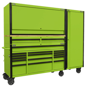Sealey AP6115BECOMBO2 15 Drawer 1549mm Mobile Trolley with Wooden Worktop, Hutch, 2 Drawer Riser & Side Locker - AP6115BECOMBO2 - Sealey Tools UK - Trade Counter Direct