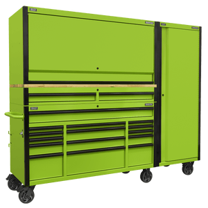 Sealey AP6115BECOMBO2 15 Drawer 1549mm Mobile Trolley with Wooden Worktop, Hutch, 2 Drawer Riser & Side Locker - AP6115BECOMBO2 - Sealey Tools UK - Trade Counter Direct