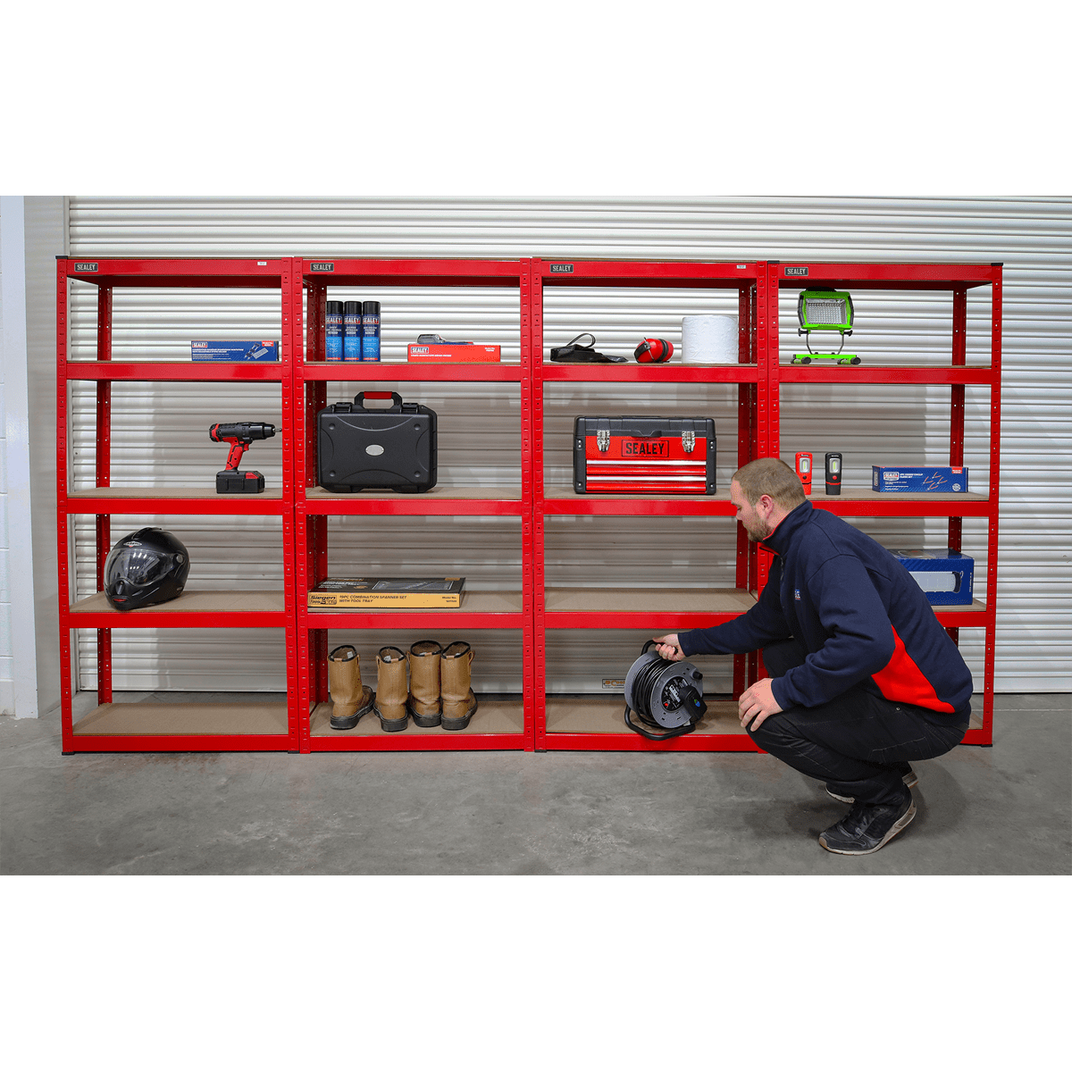 Sealey AP6150COMBO Racking Unit with 5 Shelves 150kg Capacity Per Level - Set of 4 - AP6150COMBO - Sealey Tools UK - Trade Counter Direct