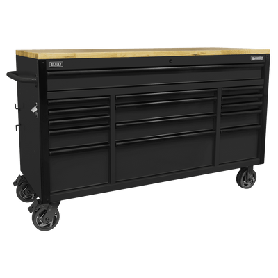 Sealey AP6215BE Modular Storage Trolley - Mobile Workshop Storage with Soft Close Drawers & Wooden Worktop - AP6215BE - Sealey Tools UK - Trade Counter Direct