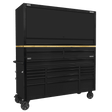 Sealey AP6215BECOMBO1 Superline PRO® Black Edition Mobile Trolley with Wooden Worktop 15 Drawer, Hutch & 2 Drawer Riser 1549mm - AP6215BECOMBO1 - Sealey Tools UK - Trade Counter Direct