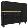 Sealey AP6215BECOMBO2 Superline PRO® Black Edition Mobile Trolley with Wooden Worktop 15 Drawer, Hutch, 2 Drawer Riser & Side Locker 1549mm - AP6215BECOMBO2 - Sealey Tools UK - Trade Counter Direct