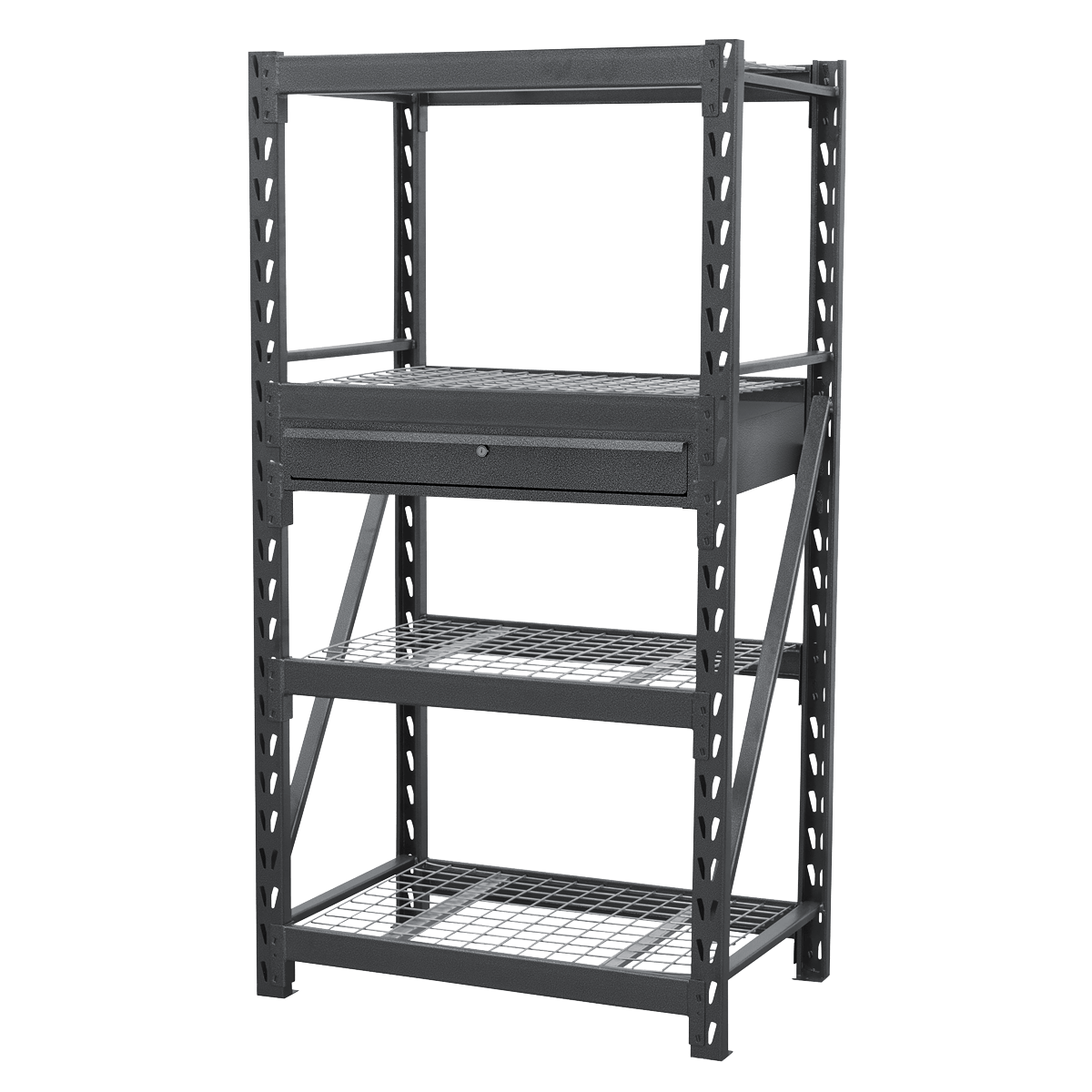 Sealey AP6372COMBO1 Heavy-Duty Racking Unit with 4 Mesh Shelves & Single Drawer 640kg Capacity Per Level - AP6372COMBO1 - Sealey Tools UK - Trade Counter Direct