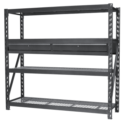 Sealey AP6572COMBO1 Heavy-Duty Racking Unit with 4 Mesh Shelves & Double Drawer 640kg Capacity Per Level - AP6572COMBO1 - Sealey Tools UK - Trade Counter Direct