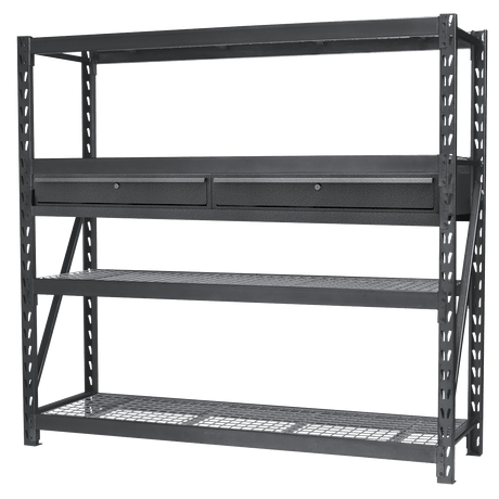 Sealey AP6572COMBO1 Heavy-Duty Racking Unit with 4 Mesh Shelves & Double Drawer 640kg Capacity Per Level - AP6572COMBO1 - Sealey Tools UK - Trade Counter Direct