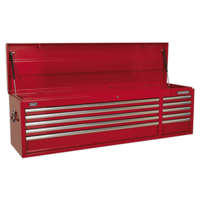 Sealey AP6610 Topchest 10 Drawer with Ball Bearing Slides Heavy - Duty - Red - AP6610 - Sealey Tools UK - Trade Counter Direct