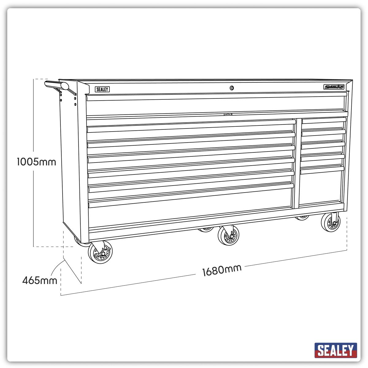Sealey AP6612 Superline PRO® Rollcab 12 Drawer - Red - AP6612 - Sealey Tools UK - Trade Counter Direct