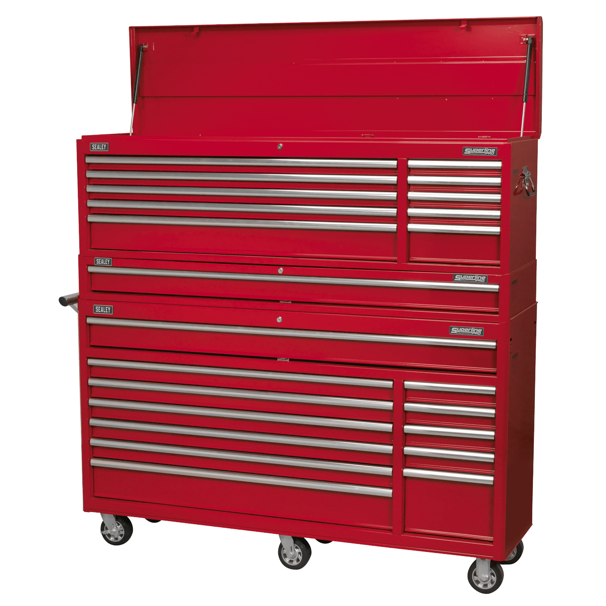 Sealey AP66COMBO1 Topchest, Mid-Box Tool Chest & Rollcab Combination 23 Drawer with Ball-Bearing Slides - Red - AP66COMBO1 - Sealey Tools UK - Trade Counter Direct