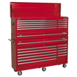 Sealey AP66COMBO1 Topchest, Mid-Box Tool Chest & Rollcab Combination 23 Drawer with Ball-Bearing Slides - Red - AP66COMBO1 - Sealey Tools UK - Trade Counter Direct