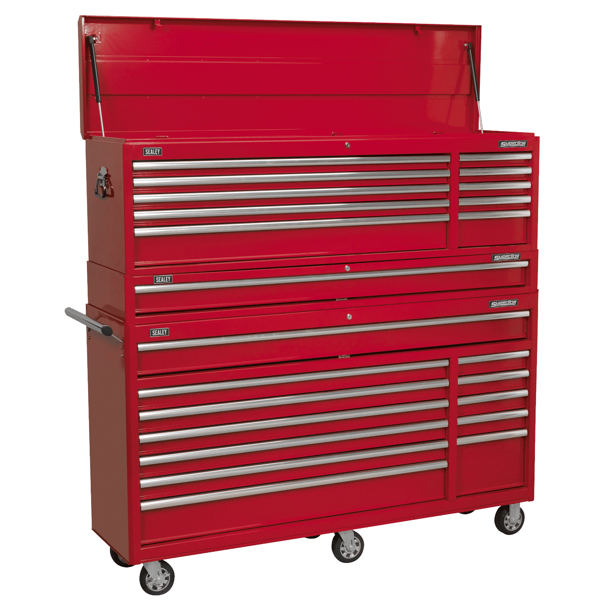 Sealey AP66COMBO1 Topchest, Mid-Box Tool Chest & Rollcab Combination 23 Drawer with Ball-Bearing Slides - Red - AP66COMBO1 - Sealey Tools UK - Trade Counter Direct
