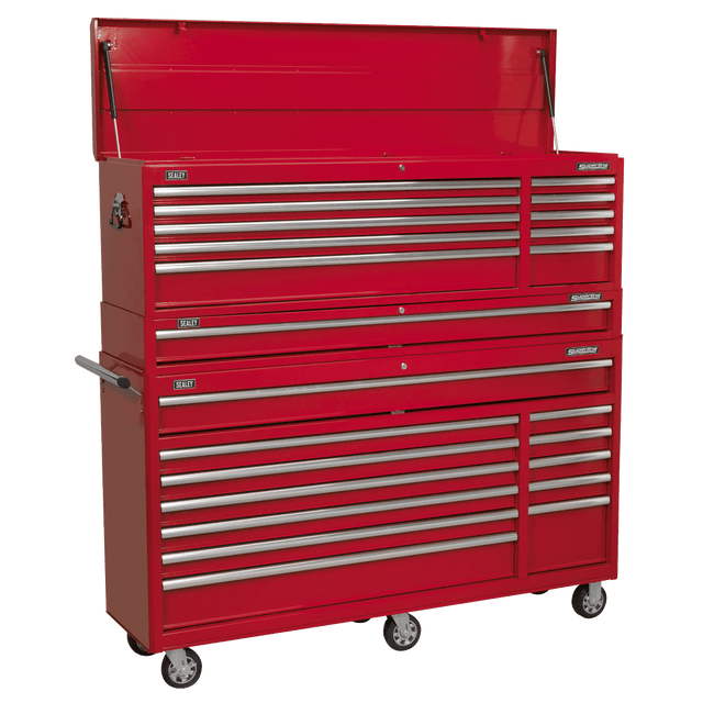 Sealey AP66COMBO1 Topchest, Mid-Box Tool Chest & Rollcab Combination 23 Drawer with Ball-Bearing Slides - Red - AP66COMBO1 - Sealey Tools UK - Trade Counter Direct