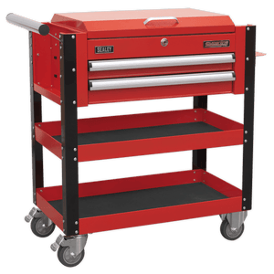 Sealey AP760M Superline PRO® Heavy-Duty Mobile Tool & Parts Trolley with Lockable Top & 2 Drawers - Red - AP760M - Sealey Tools UK - Trade Counter Direct