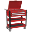 Sealey AP760M Superline PRO® Heavy-Duty Mobile Tool & Parts Trolley with Lockable Top & 2 Drawers - Red - AP760M - Sealey Tools UK - Trade Counter Direct