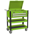 Sealey AP760MHV Heavy - Duty Mobile Tool & Parts Trolley 2 Drawers & Lockable Top - Hi - Vis Green - AP760MHV - Sealey Tools UK - Trade Counter Direct