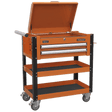 Sealey AP760MO Heavy - Duty Mobile Tool & Parts Trolley 2 Drawers & Lockable Top - Orange - AP760MO - Sealey Tools UK - Trade Counter Direct