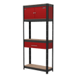 Sealey AP830R Shelving Unit 4-Tier with Cupboard & Drawer - AP830R - Sealey Tools UK - Trade Counter Direct