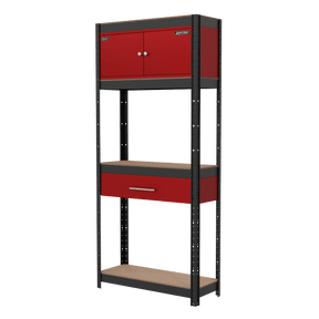 Sealey AP830R Shelving Unit 4-Tier with Cupboard & Drawer - AP830R - Sealey Tools UK - Trade Counter Direct