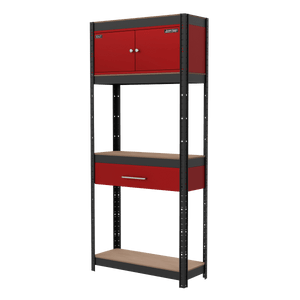 Sealey AP830R Shelving Unit 4-Tier with Cupboard & Drawer - AP830R - Sealey Tools UK - Trade Counter Direct