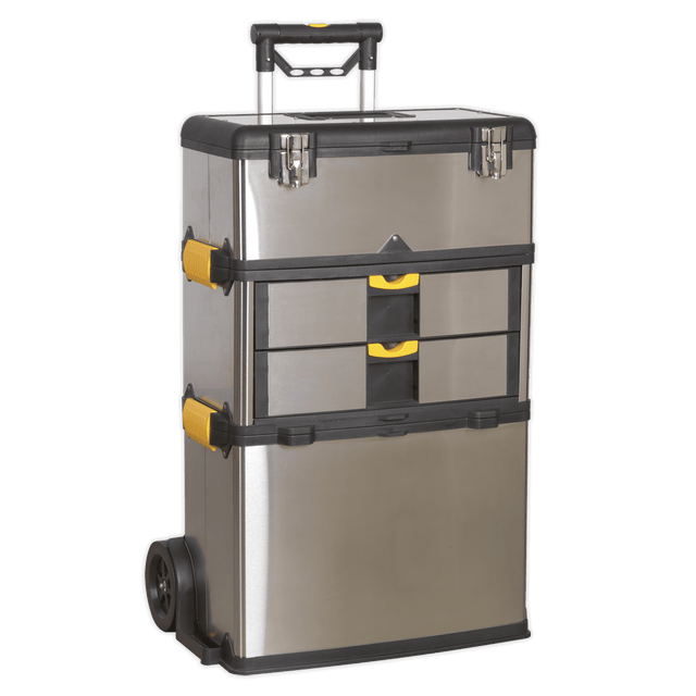 Sealey AP855 Mobile Stainless Steel/Composite Toolbox - 3 Compartment - AP855 - Sealey Tools UK - Trade Counter Direct