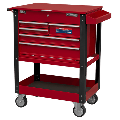 Sealey AP890M Heavy - Duty Mobile Tool & Parts Trolley with 5 Drawers & Lockable Top - AP890M - Sealey Tools UK - Trade Counter Direct