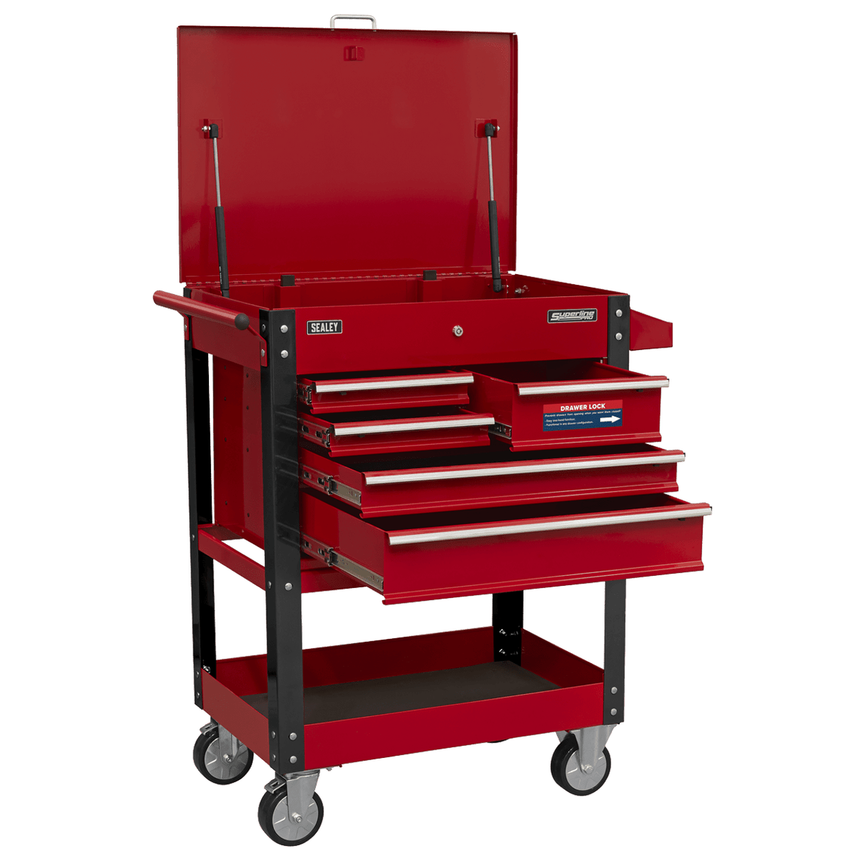 Sealey AP890M Heavy - Duty Mobile Tool & Parts Trolley with 5 Drawers & Lockable Top - AP890M - Sealey Tools UK - Trade Counter Direct