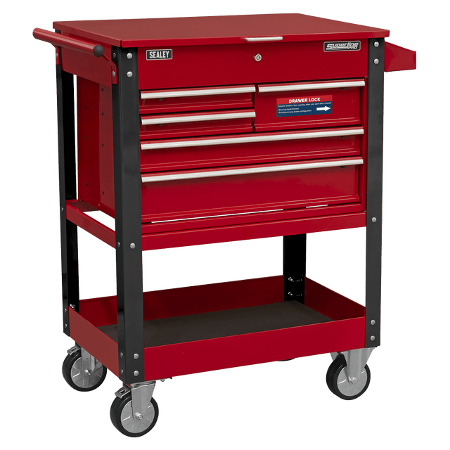 Sealey AP890M Heavy - Duty Mobile Tool & Parts Trolley with 5 Drawers & Lockable Top - AP890M - Sealey Tools UK - Trade Counter Direct
