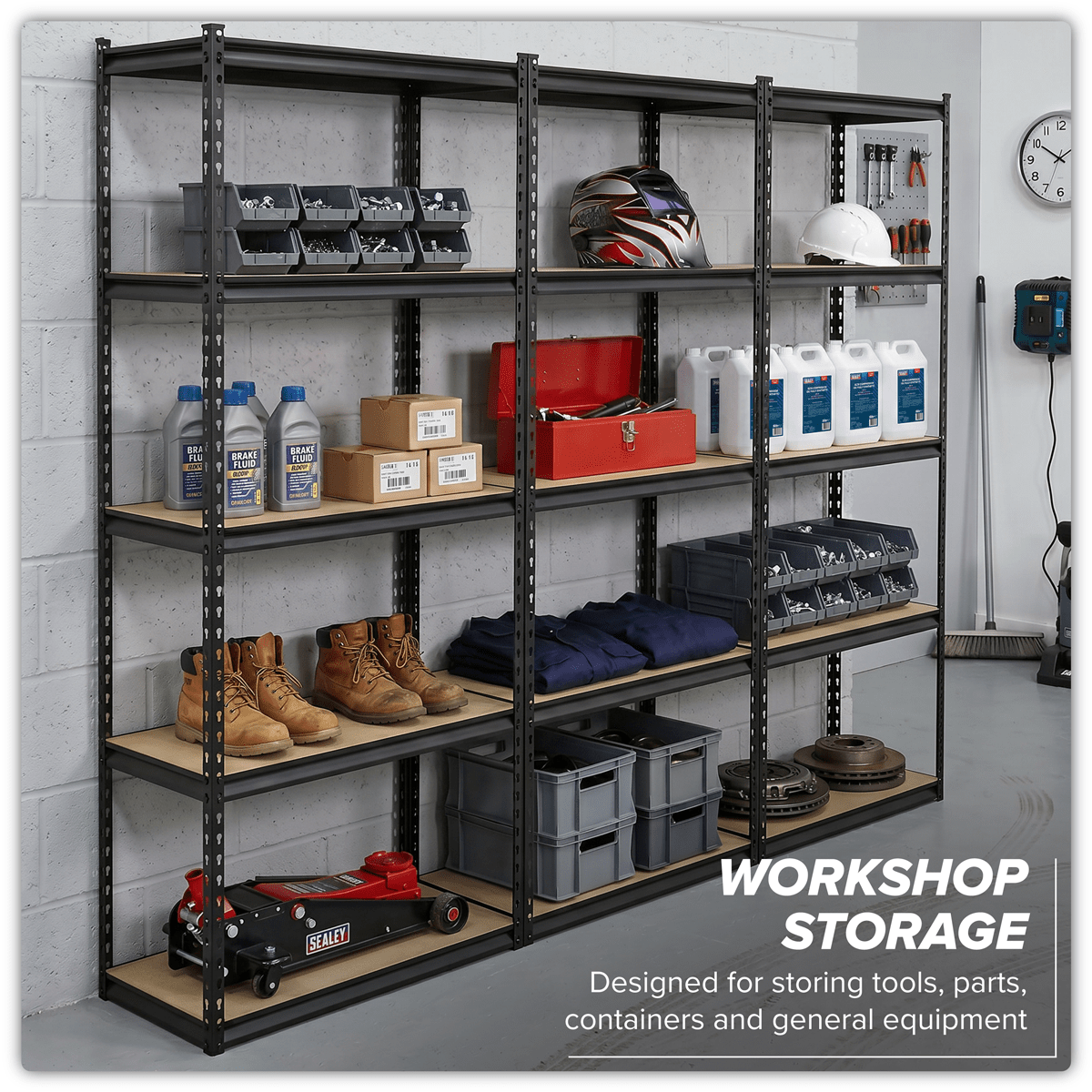 Sealey AP900RCOMBO1 Racking Unit with 5 Shelves 340kg Capacity Per Level - Set of 3 - AP900RCOMBO1 - Sealey Tools UK - Trade Counter Direct