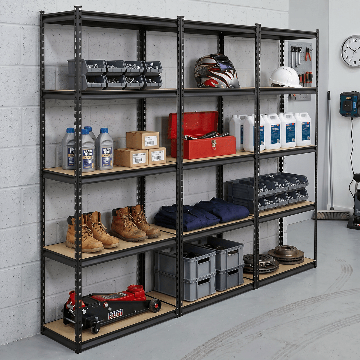 Sealey AP900RCOMBO1 Racking Unit with 5 Shelves 340kg Capacity Per Level - Set of 3 - AP900RCOMBO1 - Sealey Tools UK - Trade Counter Direct