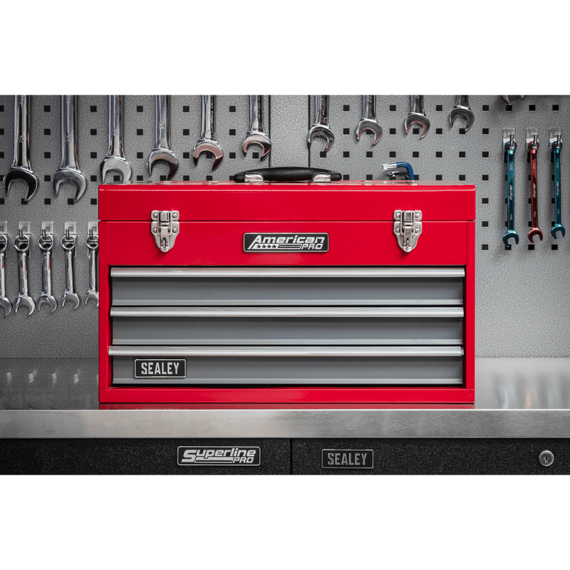 Sealey AP9243BB American PRO® Tool Chest 3 Drawer - Red/Grey - AP9243BB - Sealey Tools UK - Trade Counter Direct