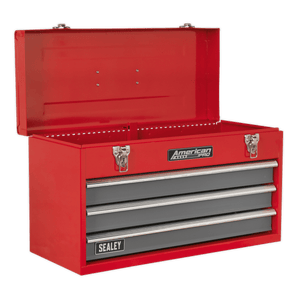 Sealey AP9243BBCOMBO American PRO® Tool Chest 3 Drawer with 93pc Tool Kit - Red/Grey - AP9243BBCOMBO - Sealey Tools UK - Trade Counter Direct
