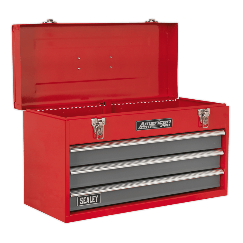 Sealey AP9243BBCOMBO American PRO® Tool Chest 3 Drawer with 93pc Tool Kit - Red/Grey - AP9243BBCOMBO - Sealey Tools UK - Trade Counter Direct