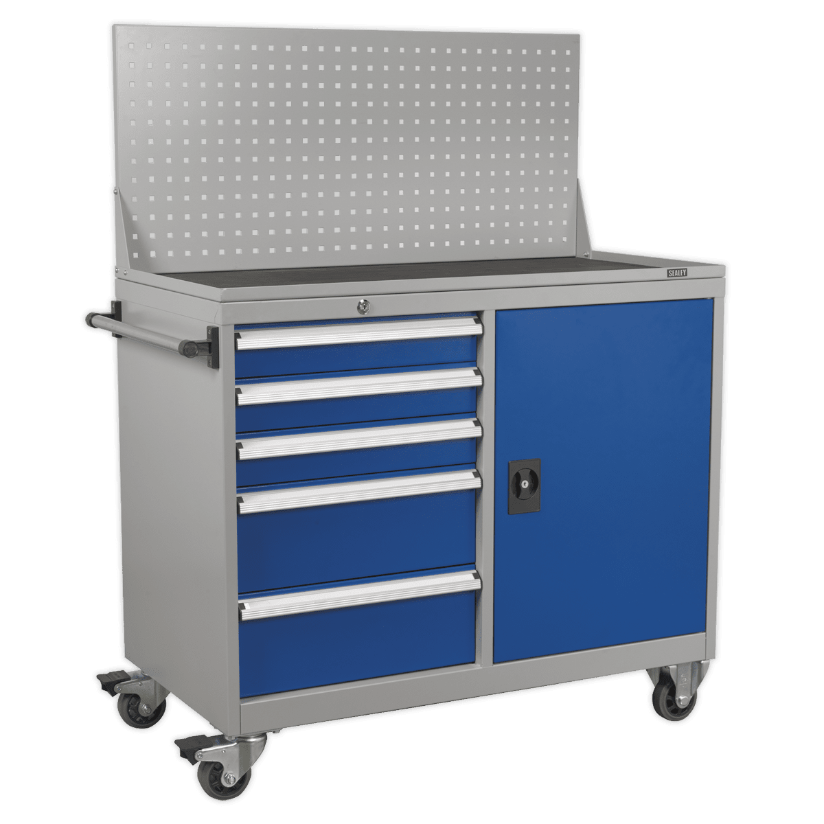 Sealey API1103A Industrial Mobile Workstation 5 Drawer & 1 Shelf Locker - API1103A - Sealey Tools UK - Trade Counter Direct