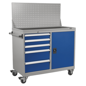 Sealey API1103A Industrial Mobile Workstation 5 Drawer & 1 Shelf Locker - API1103A - Sealey Tools UK - Trade Counter Direct