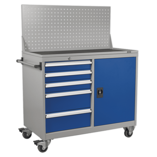 Sealey API1103A Industrial Mobile Workstation 5 Drawer & 1 Shelf Locker - API1103A - Sealey Tools UK - Trade Counter Direct