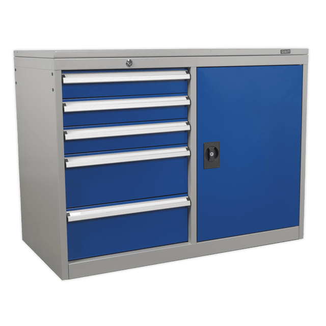 Sealey API1103B Industrial Cabinet/Workstation 5 Drawer & 1 Shelf Locker - API1103B - Sealey Tools UK - Trade Counter Direct