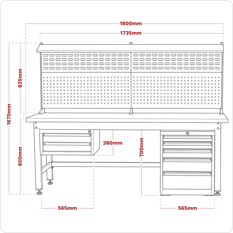 Sealey API1800COMB02 Premier Industrial™ Complete Workstation & Cabinet Combo 1.8m - API1800COMB02 - Sealey Tools UK - Trade Counter Direct